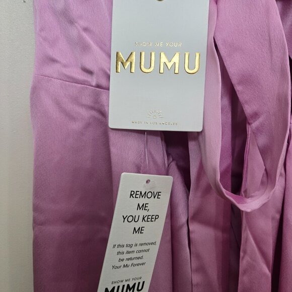 NEW Show Me Your Mumu Mina Midi Dress M Purple Pink Luxe Satin NWT - Picture 8 of 10
